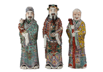 粉彩福禄寿三星像
