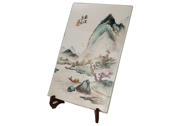 民国彩绘花鸟纹瓷板画